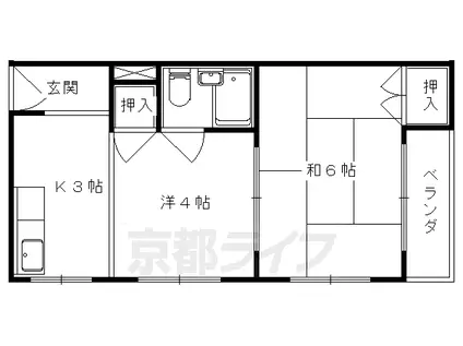 コーポ紅梅(2K/2階)の間取り写真