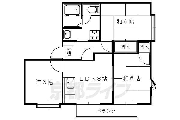 京都市東西線 東野駅(京都) 徒歩11分 2階建 築35年(3LDK/2階)の間取り写真