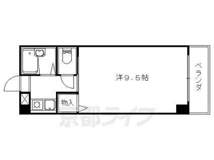 京阪電気鉄道京津線 四宮駅 徒歩15分 4階建 築32年(1K/4階)の間取り写真