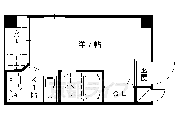 京都市東西線 東野駅(京都) 徒歩8分 4階建 築33年(1K/3階)の間取り写真