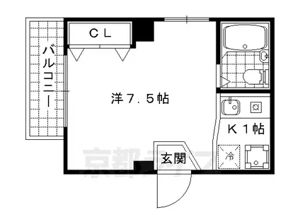 イルソーレ京都山科(1K/4階)の間取り写真