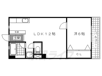 ヤマブハイツ(1LDK/4階)の間取り写真