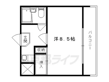 京都市東西線 山科駅 徒歩8分 5階建 築38年(1K/5階)の間取り写真
