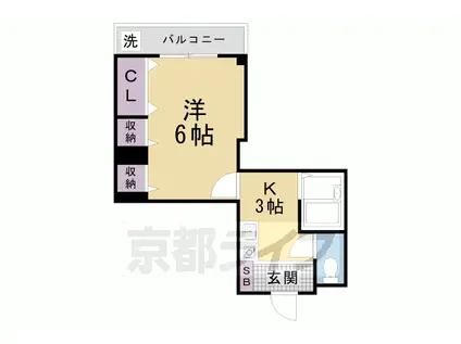ヤマシナアーバンコテージ(1K/2階)の間取り写真