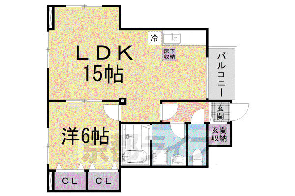 レイクパレット(1LDK/1階)の間取り写真