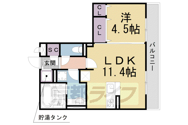 セレンディピティ堅田(1LDK/1階)の間取り写真