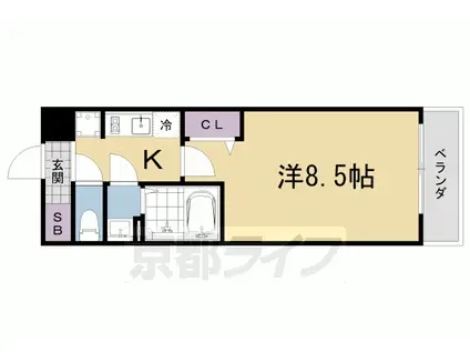 京都市東西線 椥辻駅 徒歩11分 5階建 築5年(1K/5階)の間取り写真