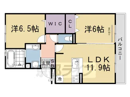 カルムメゾン アンソレイェ(2LDK/2階)の間取り写真
