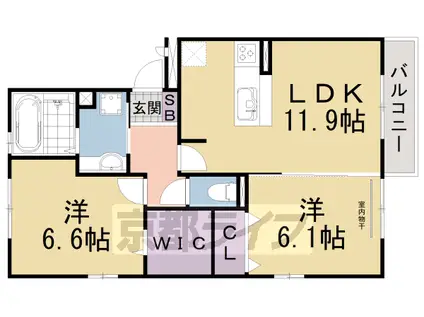 カルムメゾン アンソレイェ(2LDK/2階)の間取り写真
