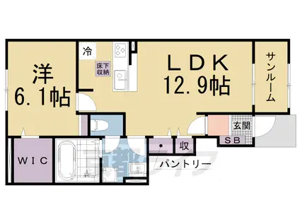 ミ・リブロ堅田(1LDK/1階)の間取り写真