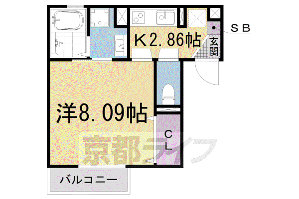 アースフィールド大津(1K/2階)の間取り写真