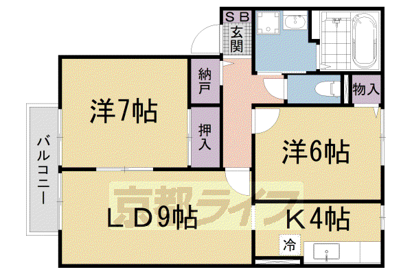 パティオドリームB棟(2LDK/2階)の間取り写真