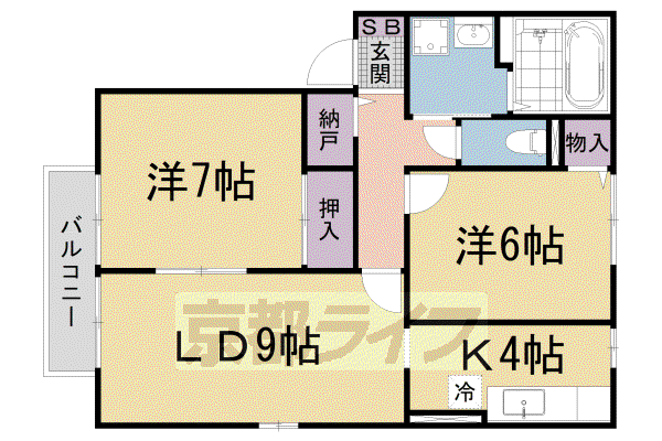 パティオドリームB棟(2LDK/1階)の間取り写真