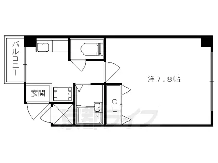 京都市東西線 東野駅(京都) 徒歩5分 4階建 築29年(1K/4階)の間取り写真