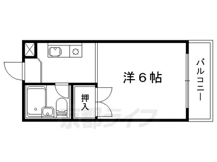 京都市東西線 御陵駅 徒歩4分 3階建 築38年(1K/2階)の間取り写真
