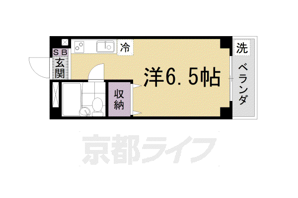 東海道本線 山科駅 徒歩1分 4階建 築40年(ワンルーム/3階)の間取り写真