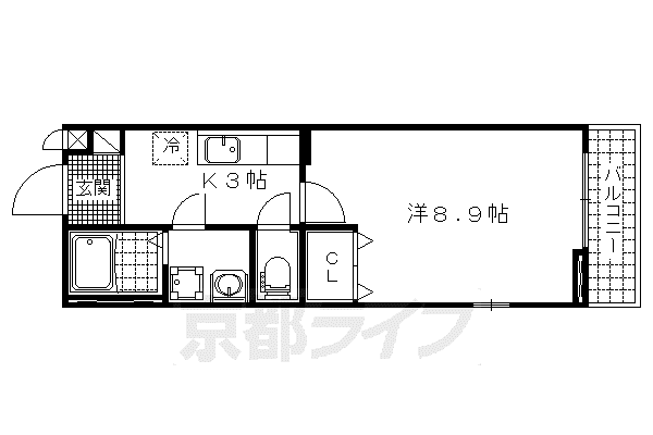 京都市東西線 石田駅(京都市営) 徒歩23分 2階建 築17年(1K/2階)の間取り写真