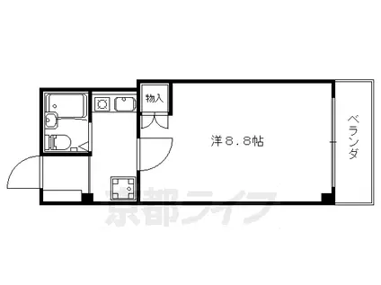東海道本線 山科駅 徒歩3分 4階建 築33年(1K/4階)の間取り写真