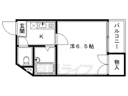東海道本線 京都駅 徒歩5分 6階建 築29年(1K/6階)の間取り写真