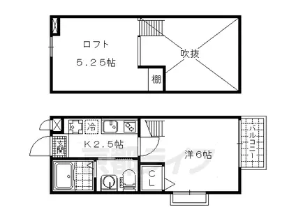 ロフティ北花山Ⅰ(1K/2階)の間取り写真