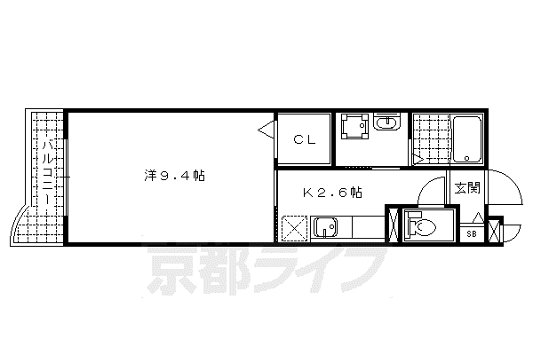 京都市東西線 小野駅(京都) 徒歩4分 3階建 築20年(1K/3階)の間取り写真