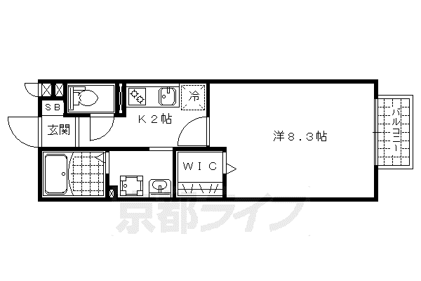 京都市東西線 東野駅(京都) 徒歩2分 2階建 築20年(1K/1階)の間取り写真
