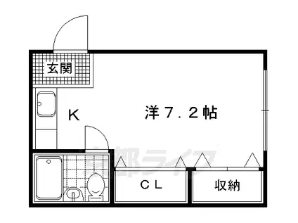 京阪電気鉄道京津線 四宮駅 徒歩1分 3階建 築29年(1K/2階)の間取り写真