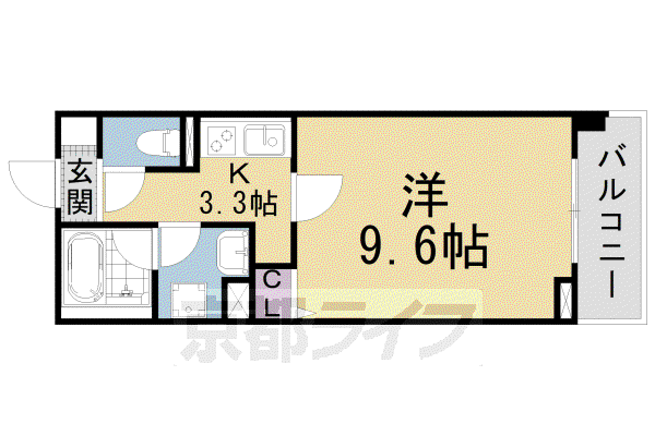 京都市東西線 東野駅(京都) 徒歩1分 10階建 築20年(1K/2階)の間取り写真