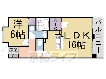 京都市東西線 東野駅(京都) 徒歩1分 10階建 築19年(1LDK/10階)の間取り写真