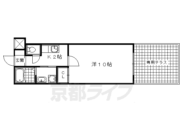 京都市東西線 東野駅(京都) 徒歩5分 3階建 築21年(1K/1階)の間取り写真