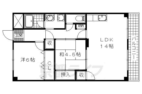 エリセオびわ湖(2LDK/6階)の間取り写真
