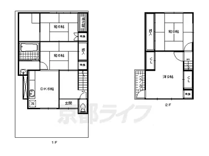 京都市東西線 東野駅(京都) 徒歩5分 2階建 築62年(4DK)の間取り写真