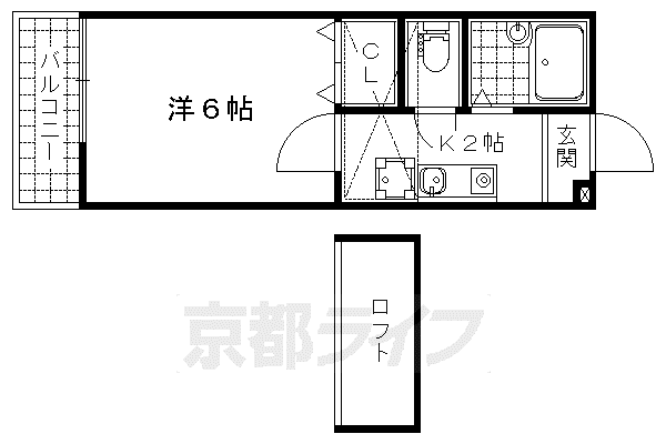 京都市東西線 御陵駅 徒歩12分 2階建 築19年(1K/2階)の間取り写真