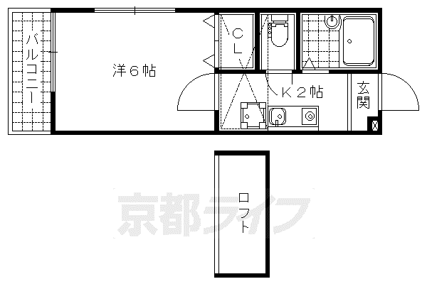 京都市東西線 御陵駅 徒歩12分 2階建 築19年(1K/1階)の間取り写真