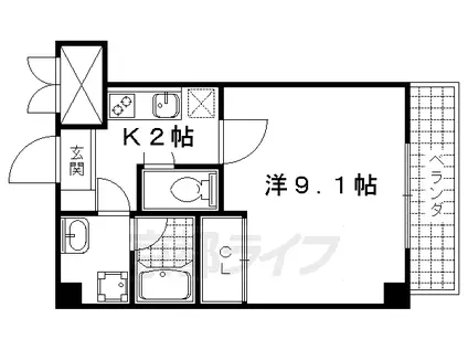 京都市東西線 東野駅(京都) 徒歩2分 6階建 築19年(1K/5階)の間取り写真