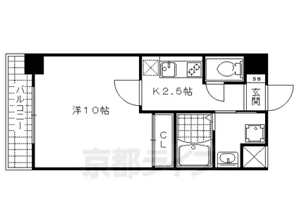 京都市東西線 椥辻駅 徒歩4分 9階建 築20年(1K/4階)の間取り写真