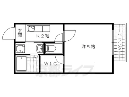 東海道本線 山科駅 徒歩4分 2階建 築19年(1K/2階)の間取り写真