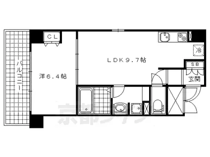 京都市東西線 山科駅 徒歩3分 10階建 築18年(1LDK/3階)の間取り写真