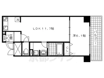 京都市東西線 山科駅 徒歩3分 10階建 築19年(1LDK/6階)の間取り写真
