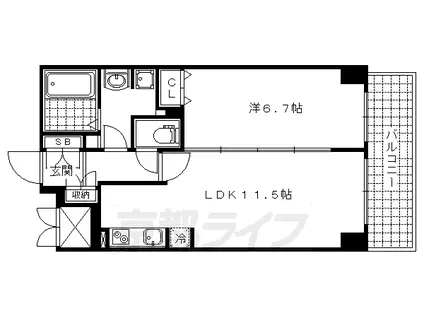 京都市東西線 山科駅 徒歩3分 10階建 築18年(1LDK/5階)の間取り写真