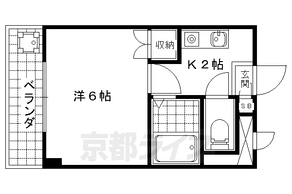 リバティ92(1K/2階)の間取り写真
