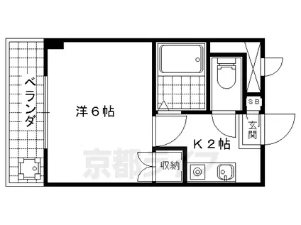 京阪電気鉄道京津線 四宮駅 徒歩7分 3階建 築34年(1K/1階)の間取り写真