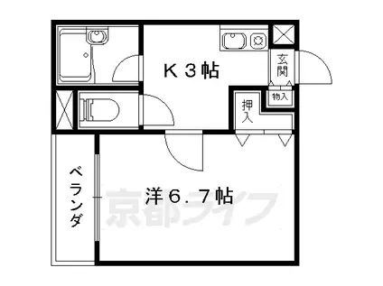 京阪電気鉄道京津線 四宮駅 徒歩7分 3階建 築34年(1K/1階)の間取り写真