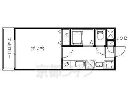 京都市東西線 椥辻駅 徒歩17分 2階建 築28年(1K/1階)の間取り写真