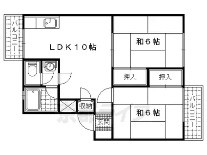 京阪電気鉄道京津線 四宮駅 徒歩5分 3階建 築50年(2LDK/2階)の間取り写真