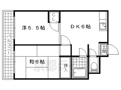 メゾン野溝(2DK/3階)の間取り写真