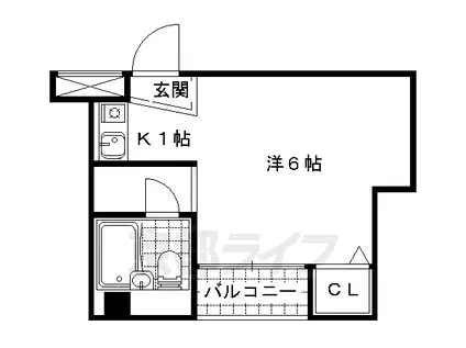 京都市東西線 椥辻駅 徒歩1分 8階建 築28年(1K/7階)の間取り写真