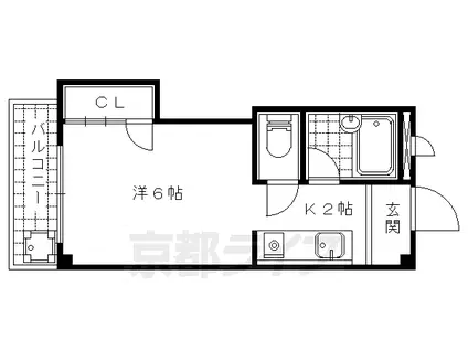 京都市東西線 椥辻駅 徒歩11分 3階建 築28年(1K/3階)の間取り写真