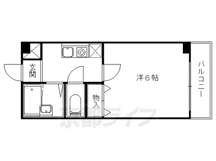 京都市東西線 椥辻駅 徒歩8分 3階建 築28年(1K/3階)の間取り写真