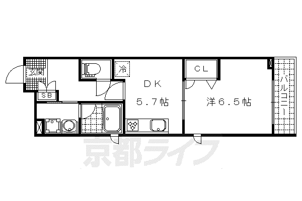 京都市東西線 山科駅 徒歩4分 3階建 築7年(1DK/2階)の間取り写真